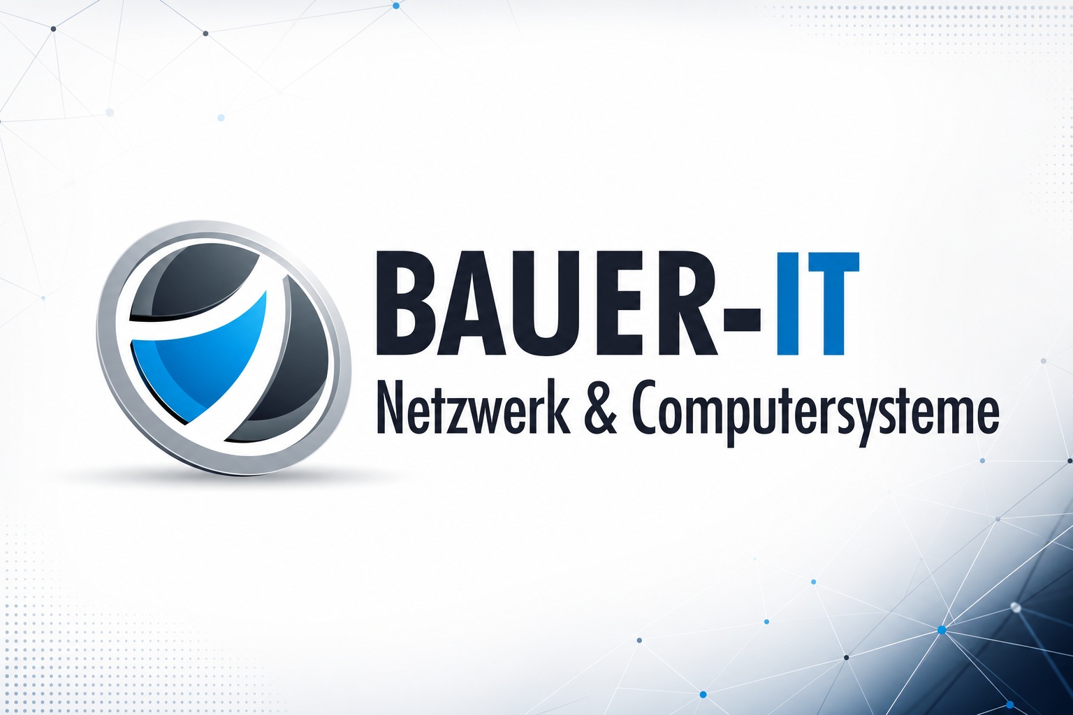 BAUER-IT Logo auf modernem Netzwerk-Hintergrund